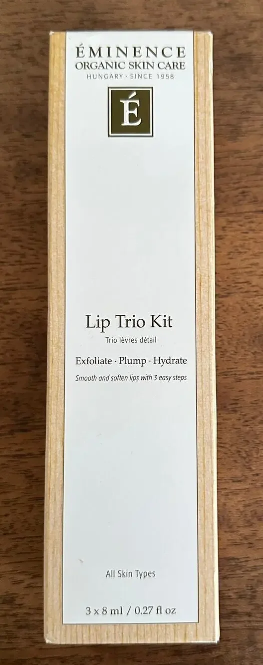 NEW Eminence Organic Skin Care Lip Trio Kit Exfoliate Plump Hydrate 3Pc .27fl Oz